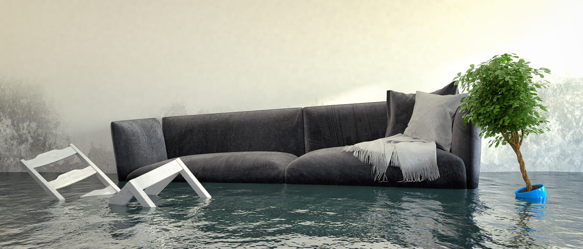 Überschwemmtes Wohnzimmer - Wasserschaden - Hochwasser